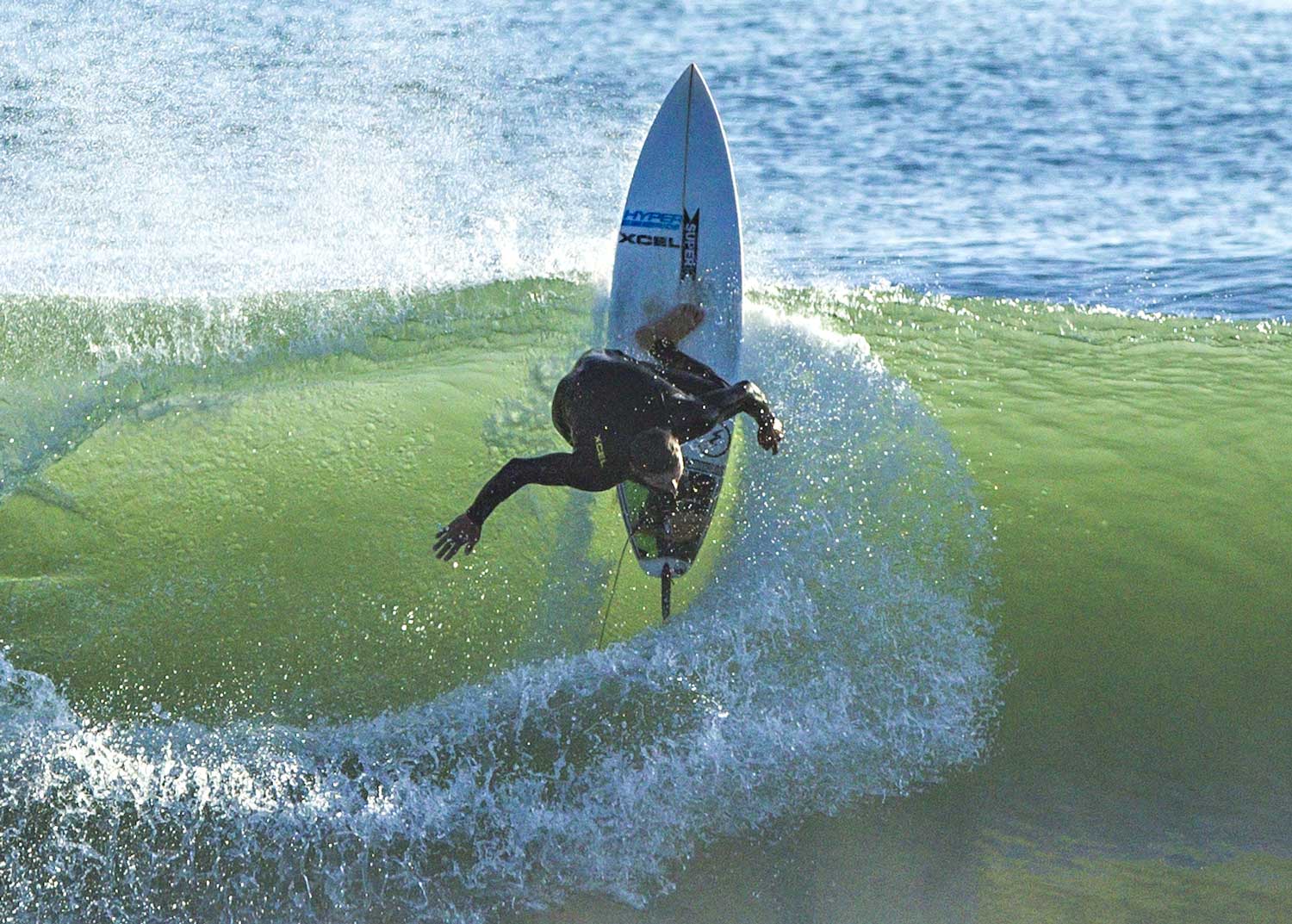 Surfer riding a wave